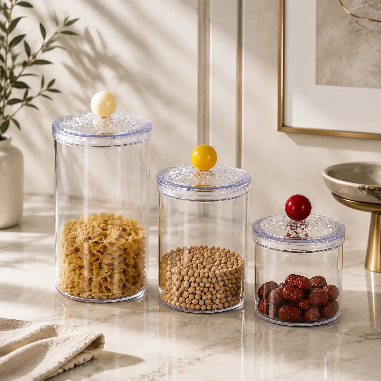 1pc Clear Glass Food Storage Jar with Airtight Lid - Multipurpose Sealed Bottles for Cereal, Spice, Snack - Kitchen Pantry Countertop Organizer Canister
