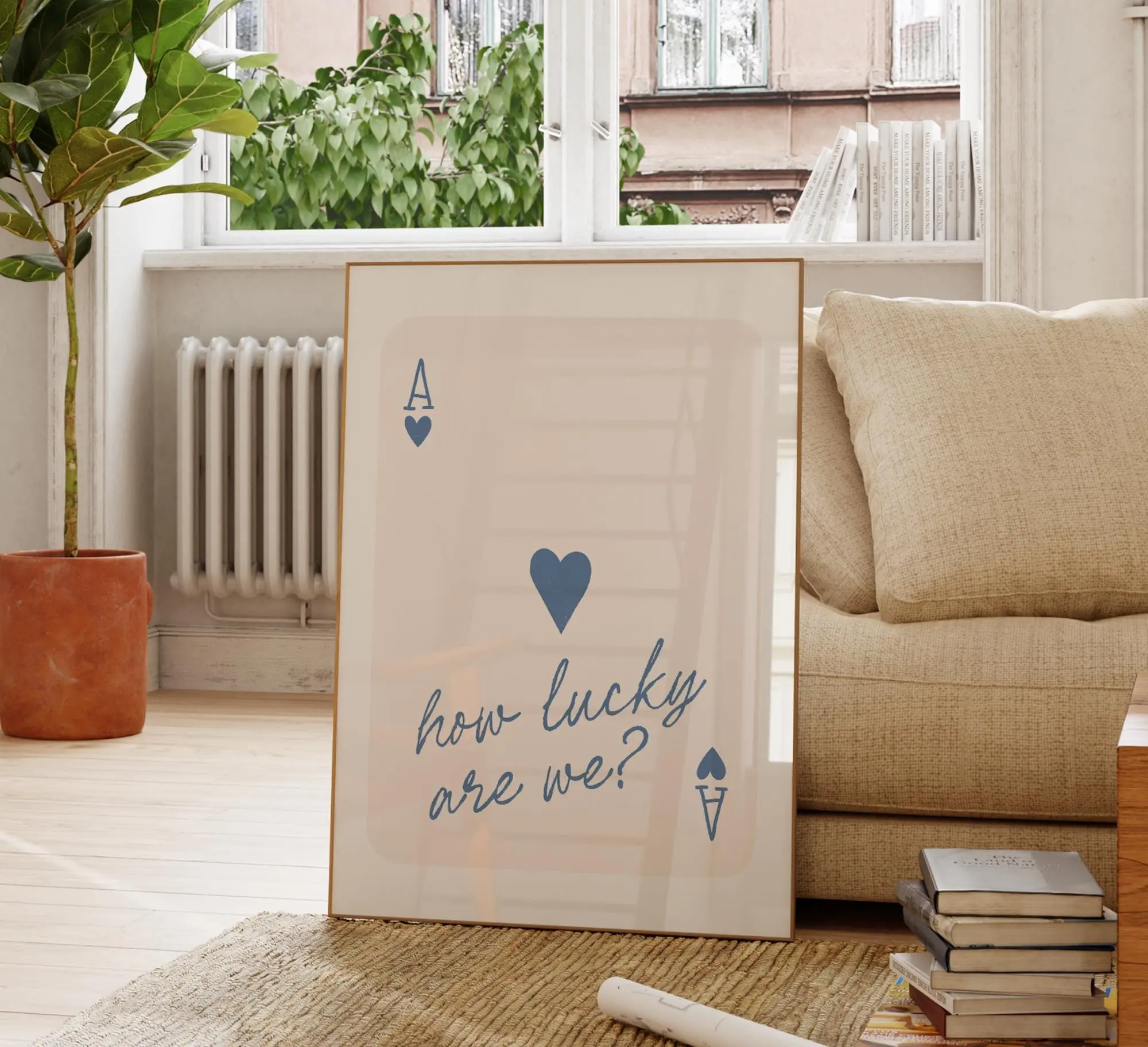 [Sale Up To 50%] [Free ship] [No Frame] How Lucky Are We Print Trendy Posters Aesthetic Wall Art Colorful Prints Above Bed Art Prints Blue Wall Art Retro Wall Prints