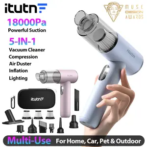 itutn car vacuum/blower L8, 5-in-1 Mini Vacuum Cleaner Cordless & Air Duster ,17000Pa Powerful Suction, Handheld Portable Vacuum For Car, Home, PC, Keyboard, Desk, Pet Hair Cleaning