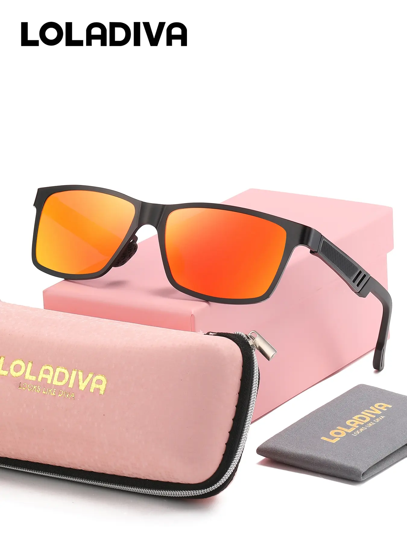 LOLADIVA Unisex Casual Full Frame Sunglasses Beach Volleyball Square Frame Polarized Sunglasses UV400