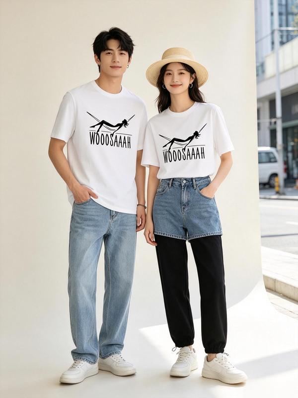 Women's Pure Cotton Short Sleeve Crew Neck T-Shirt - Breathable, Well-Fitted WoooSaaah Tee, White Fabric, Stylish for Easy Matching (No Print Design Note)