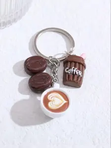 Cute Coffee Bean Keychain, Creative Coffee Cup Keyring, Car Key Chain Accessory, Simple Bag Charm, Fashionable Key Holder, Keychain Bag Pendant