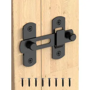 Sliding Barn Door Lock, Stainless Steel Safety Flip Gate Latches & Door Bolt Locks for Wine Cabinet, Bathroom, Outdoor, Garage, Garden, Closet (1, Black)
