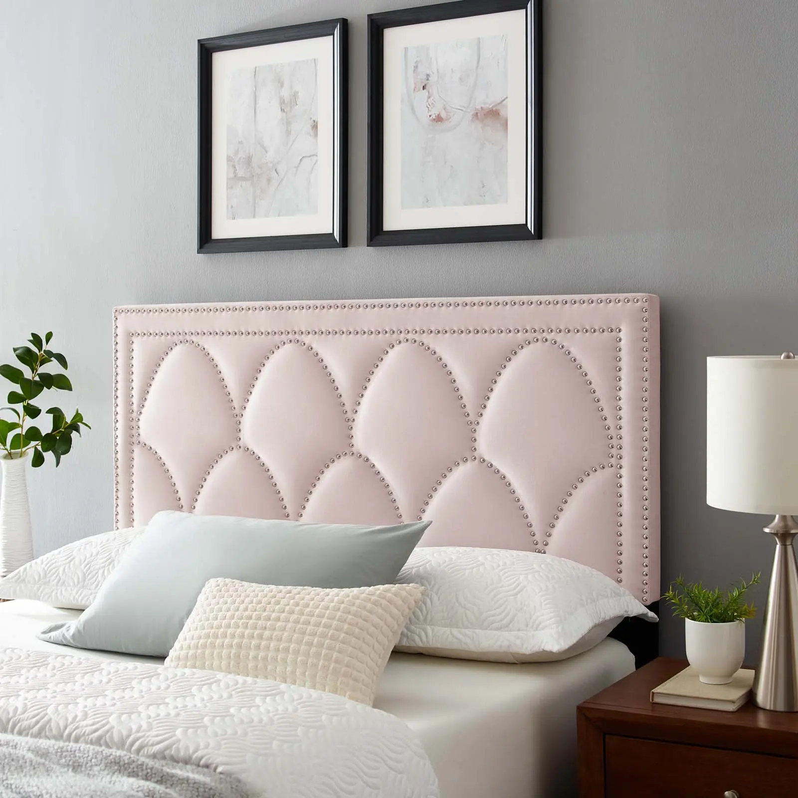 Modway Greta Performance Velvet King/California King Headboard in Pink