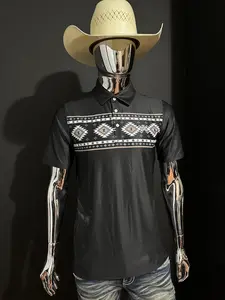 Angel Black Aztec Performance Polo Shirt Performance Men’s Polo Short Sleeve Shirt Menswear Top Outdoor Polyester Casual Fabric