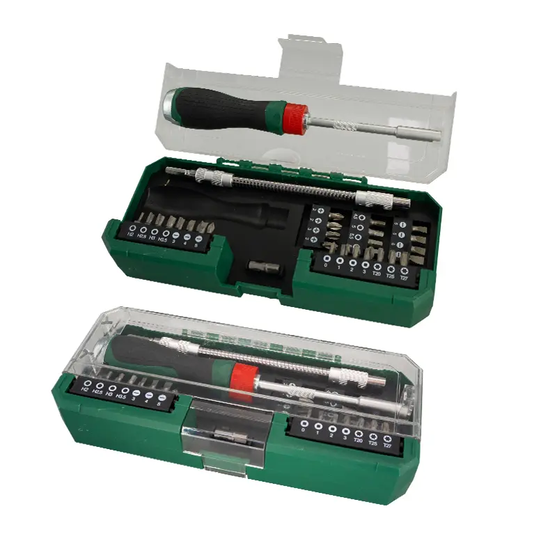 43-in-1 Precision Magnetic Ratchet Screwdriver Kit, Household Home Repair Tool Set with Common Bit Types & Sizes for Furniture, Car, Electronics Maintenance, Compatible with Toasters, Sewing Machines, Video Games, Magnetic Screwdriver Tools, Common Bit Ty