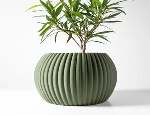 Modern Ribbed Planter Pot - Unique Eco-Friendly Indoor Plant Pot for Succulents & Small and Medium Sized Plants- 3D Printed