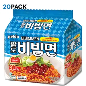 [Paldo Official]Paldo Fun & Yum Bibimmen Instant Cold Noodles, Pack of 20, Brothless Cold Ramen with Sweet & Spicy Seasoning Sauce, Oriental Style Korean Ramyun, Soupless K-Food, Family Pack (130g x 20)
