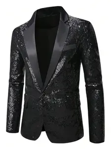Men's Performance Suit with Sequins, Four-Season Formal Wear, Ideal for Shows, Parties, Weddings, Hosting, and Performances