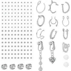 Nose Ring Hoop Double  Septum Rings  Nose Piercing Clip on Earring Hoops Faux Nose Rings Lip Ring