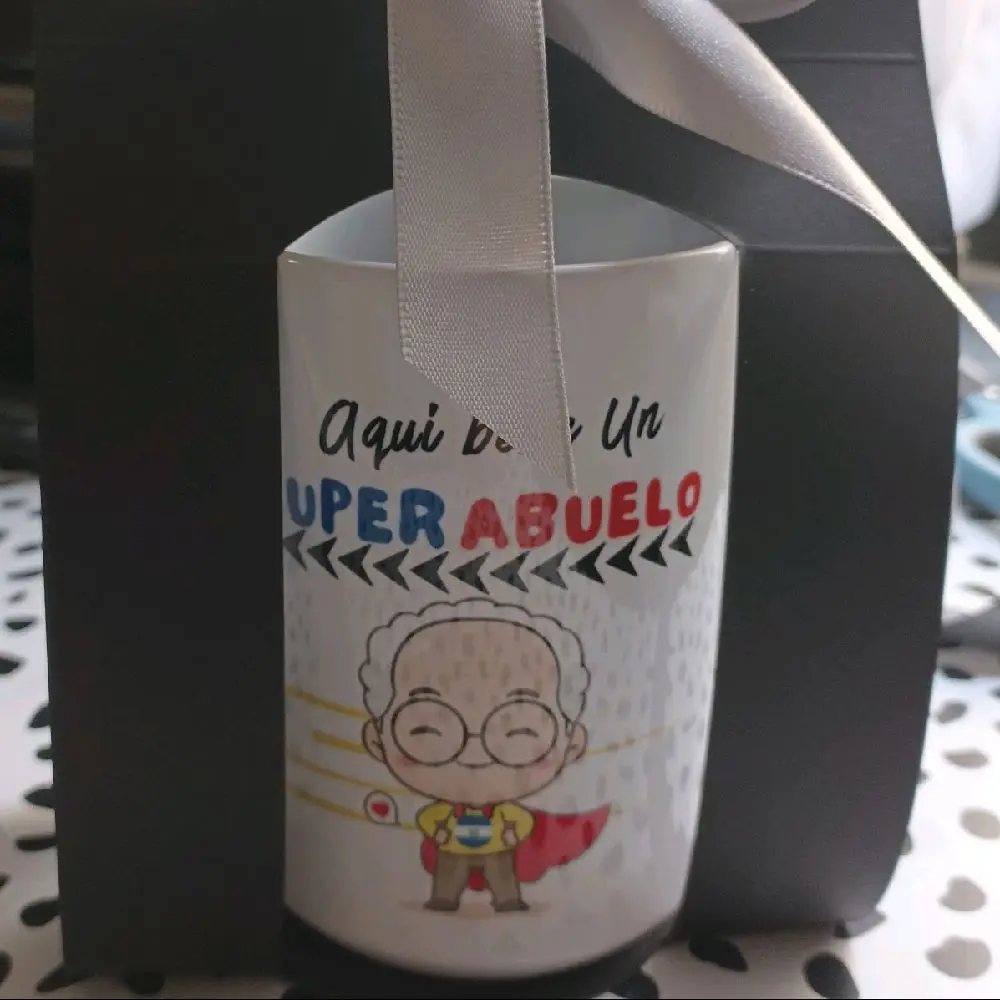 Sublimation 15 Onz Mugs Customized Aqui Bebe Un Super Abuelo Design Perfect for Gifts and Personalized Use