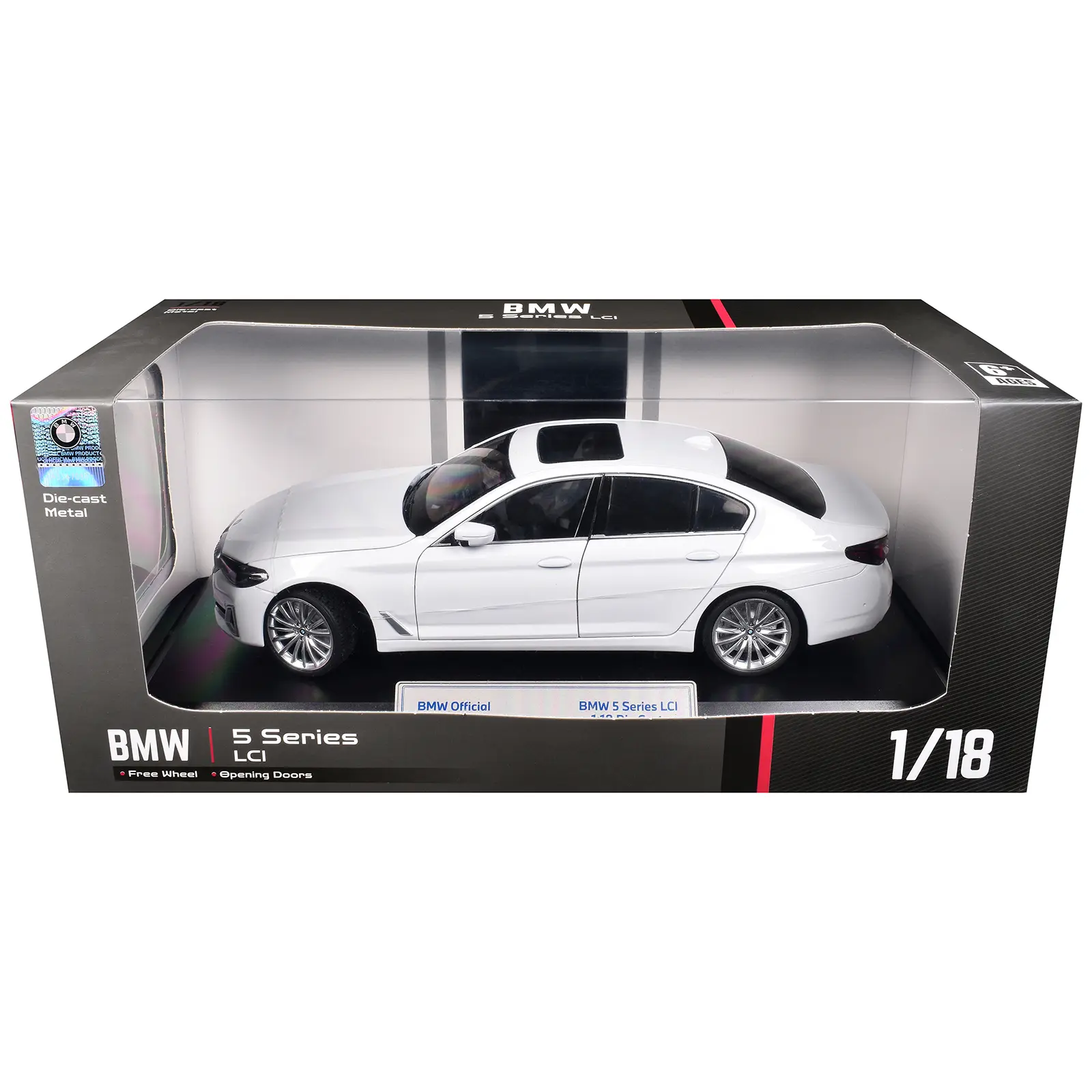 BMW 5 Series LCI White Metallic with Moonroof 1/18 Diecast Model Car by Heimanba