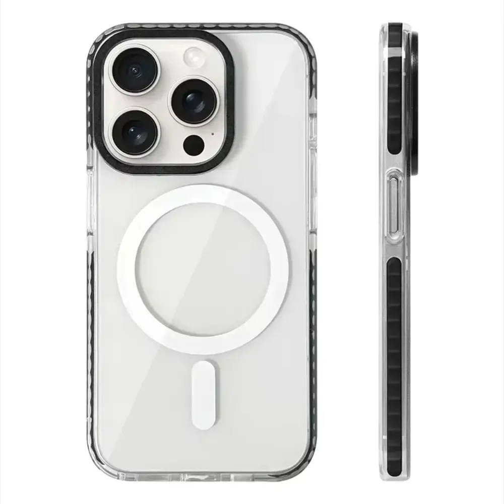 Neon Color for MagSafe Phone Case for IPhone17 16 15 14 ProMax Wireless Charging Transparent Shockproof Protective Case