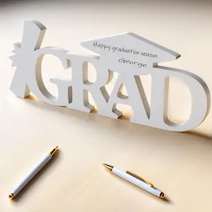 Grad 2025 Wooden Letter Sign Graduation Decorations Class of 2025 Wooden GRAD Tabletop Sign Photoshoot Props,Graduation Signature Letter Signs for