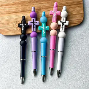 Silicone Cross Series Ballpoint Pen, 1 Count Fine Point Pen, Multi Purpose Pens, Round Body Plastic Writing Instruments for Office, School, Work, Office Supplies