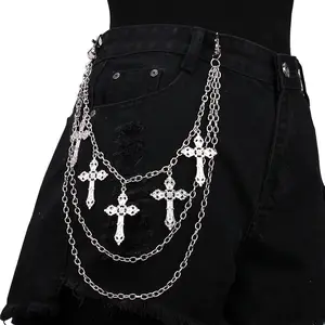 Punk Pants Chain Hip Hop Cross Charm Layered Jeans Chains Wallet  Rock for Women Men Halloween Jewelry Clothing Accessories