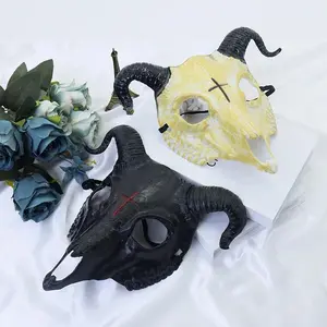 Halloween Horror Mask, Full Face Mask, Drama Party, Cosplay Props, Plastic Goat Animal Mask, Demon Mask, Disguise Horror Goat He