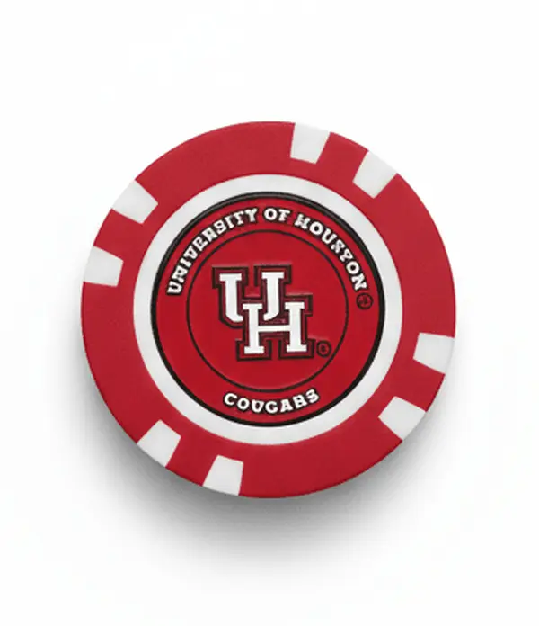 University of Houston Golf Ball Marker, Officially Licensed 40mm Composite Poker Chip with Cougar Logo and Double-Sided Magnetic Mark, Durable Design for Golf Course, Composite Chip