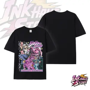 Unisex Cotton Short-Sleeved Casual T-Shirt, Inspired by JoJo's Bizarre Adventure: Steel Ball Run Protagonist Johnny Joestar and His Stand Tusk Act 4