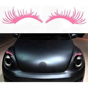 3 sets waterproof false eyelash stickers for car headlights, cute and unique decorative cartoon false eyelash stickers, suitable for truck and car headlights, pink, Car Decals