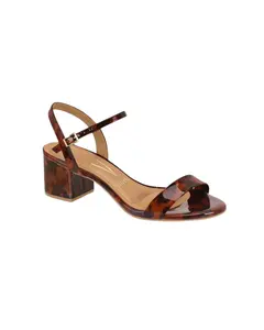 Vizzano Elegant Tortoiseshell Block Heel Sandals – Chic Ankle Strap Heels for Everyday & Dressy Looks