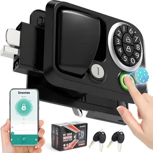 RV Door Lock Replacement with Fingerprint & Password, RV Door Latch Suitable for a Majority of RVs, Multiple Unlocking Methods (Fingerprint, Key, Password, App)