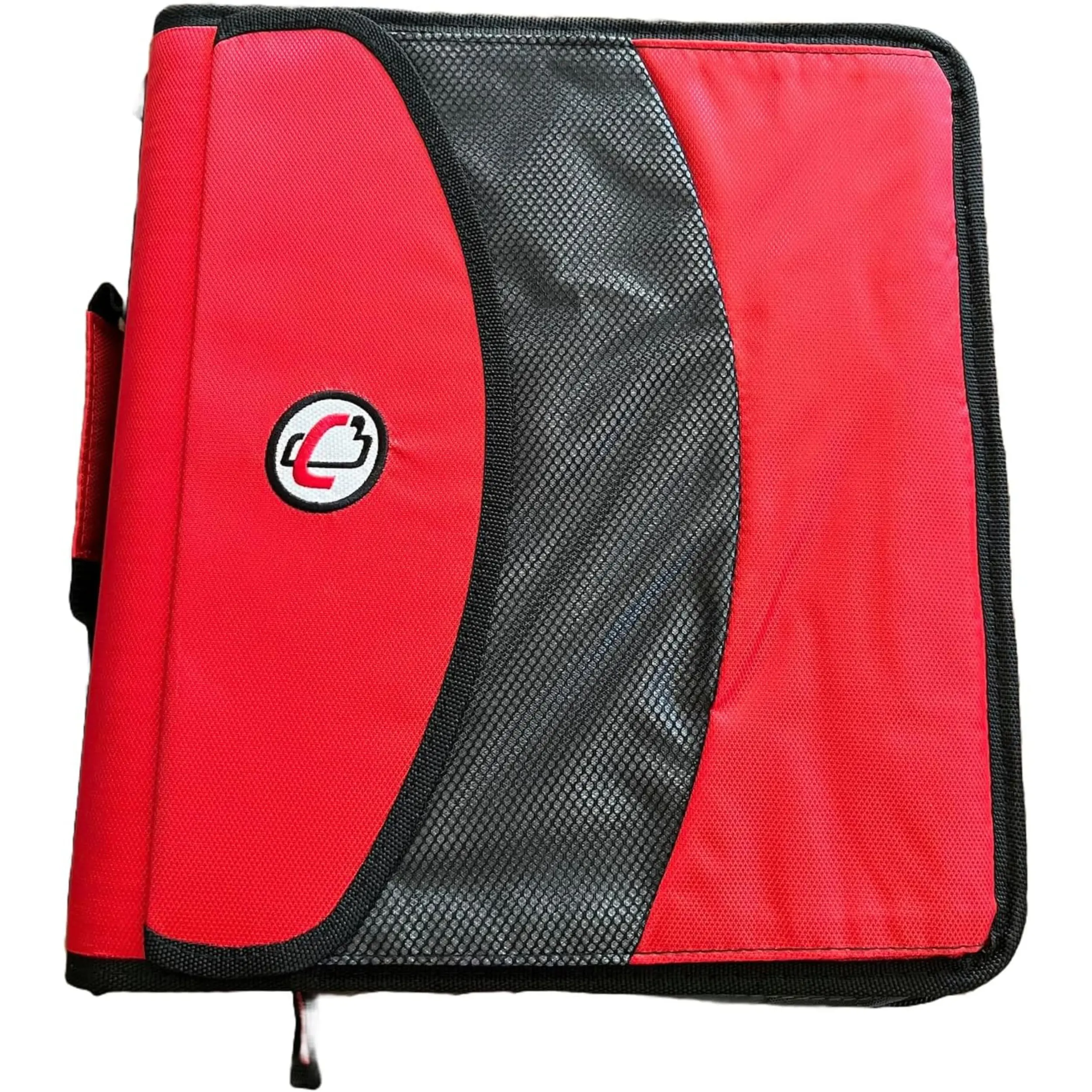 Case-It D ring 2-in-1 Binder Red & Black - Height 13" x Depth 3.14 x Width 12.99" Strap Included