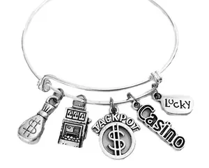 Jackpot Casino Slot Machine Adjustable Charm Bracelet Expandable Bangle Lucky Gambling Jewelry One Size Fits All Gift