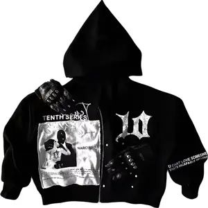 Y2K Zip Up Hoodies  Grunge Graphic Jackets Hip Hop Streetwear Sweatshirts Unisex