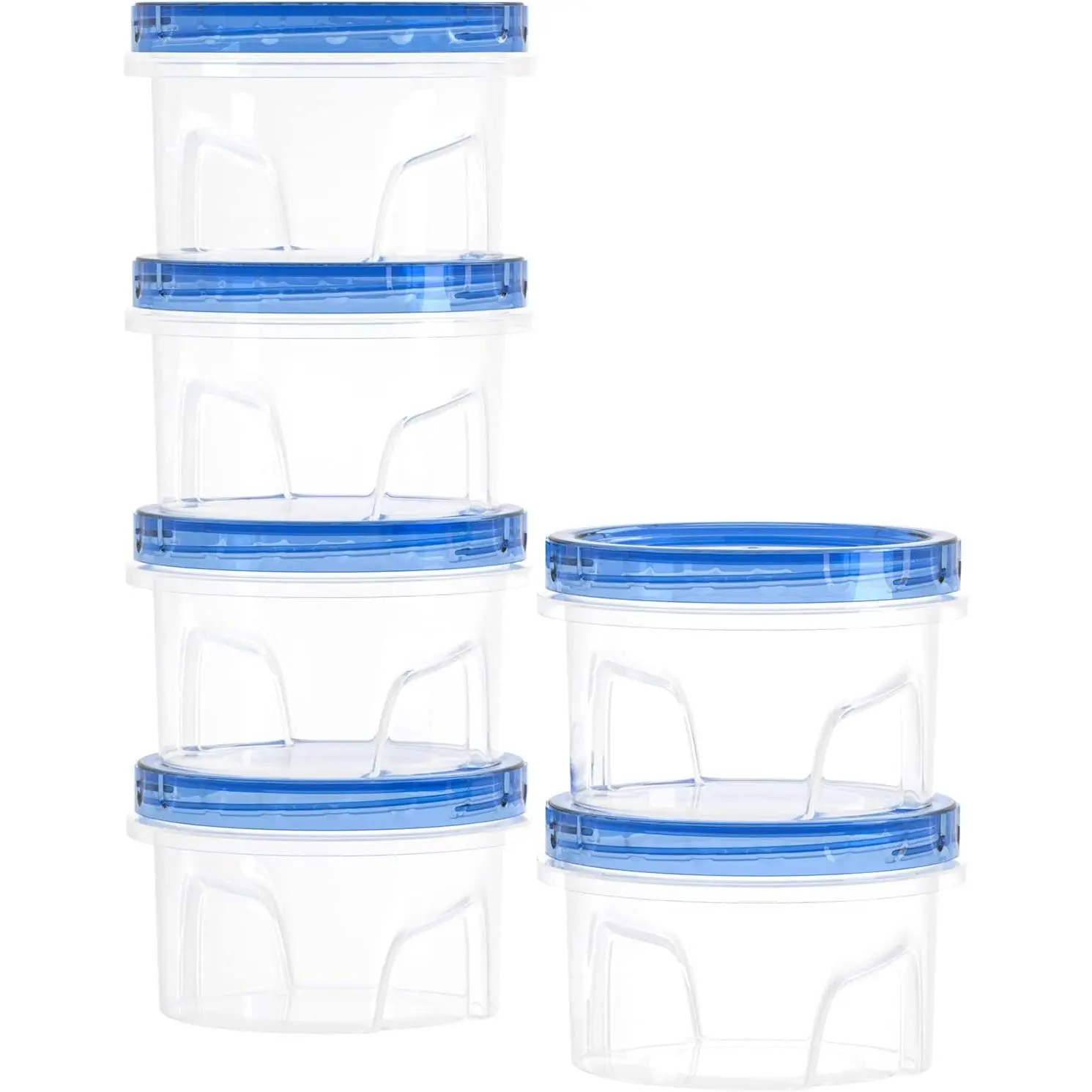 [6 Pack-17 oz] Plastic Round BPA-Free Airtight Food Storage Containers with Twist Top Lids, Reusable Stackable Washable for Busy People, Microwave-Safe Dishwasher-Safe On-the-Go Kitchen Meal Prep Containers