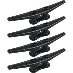 6Inch Boat Cleats Hot Dip Galvanized Cast Iron Dock Cleat Electrophoretic Coated Black Rope Cleats for Deck Nautical Decor Piers Tying up Boats Hardware Not Included (2/4/5/6/10/12Pack)