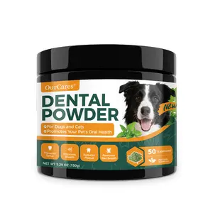 OURCARES Dog Dental Powder - Natural Formula for Fresh Breath & Clean Teeth -Tartar Plaque Remover - Natural Oral Care for Dogs and Cats