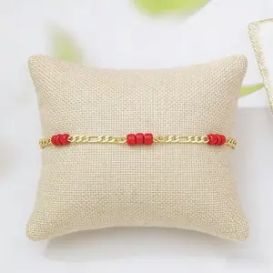 Imitation Red Agate Beaded Chain Bracelet, 18 karat Gold-Plated Copper Base, Elegant Jewelry Bracelet, Unisex Golden Tone Fashion Accessory, Golden Tone Bracelet