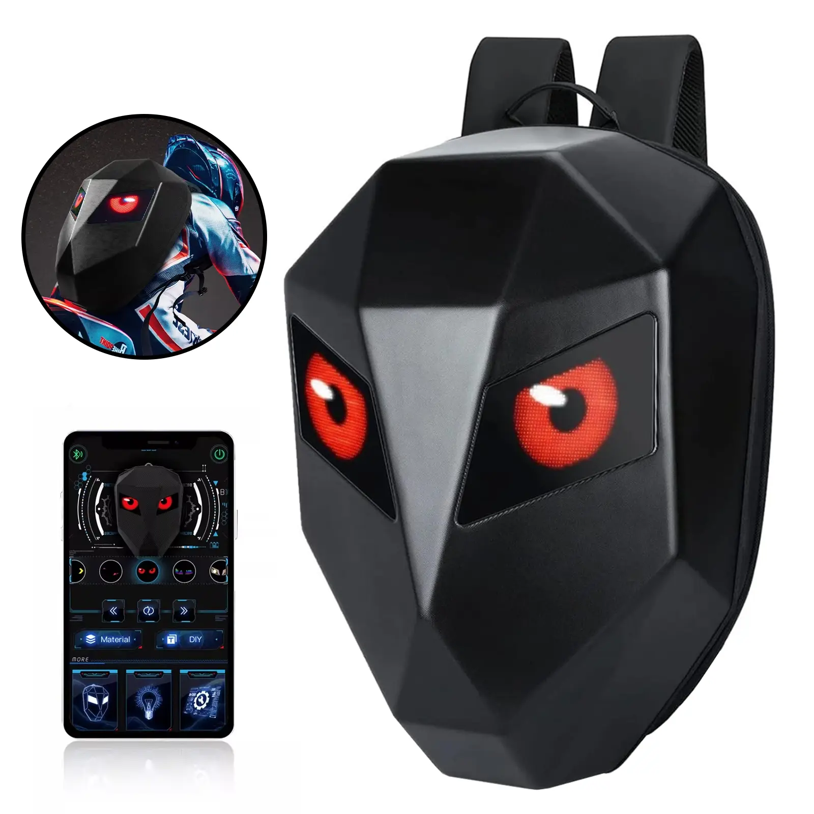 LED Backpack, Programmable Screen Waterproof Backpack, Motorcycle Backpack, Travel Laptop Backpack, Black, Party Gift