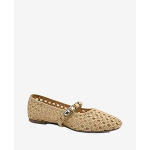Zeta Raffia Jewel Mary Jane Flat