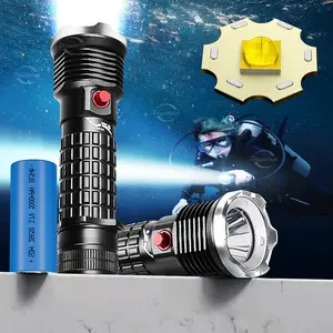 Portable Diving Flashlight, 1 Box Rechargeable High Power Scuba Flashlight, Waterproof Handheld Flashlight for 50m Underwater Use, Diving Lamp