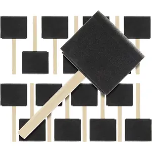 3 inch Foam Sponge Wood Handle Paint Brush Set Value Pack of 15 Lightweight Durable Great for Acrylics Stains Varnishes Crafts Art