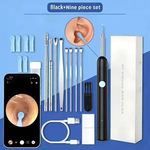 Ear Wax Removal, Ear Cleaning kit with 1296P Camera, Ear Camera, Earwax Remover Tool for iPhone, iPad & Android, Ear Cleaner Earwax Removal Kit Black removal tool set was toolkit earpick wax removal tool wireless clean rechargeable usb smart visual