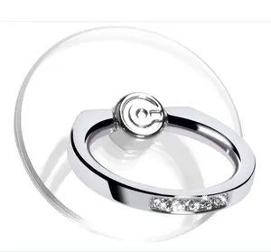 Cell Phone Ring Stand Holder Finger Grip Kickstand 360° Rotation, Compatible with Most of Phones, Tablets and Case (2 Silver Diamond)