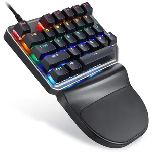One-Handed Mechanical Mini Gaming Keypad, 27 Keys, 9 LED Backlit, USB Wired, Mechanical Gaming Keyboard For Pro, For Computer/PC/Desktop/Laptop/Mac