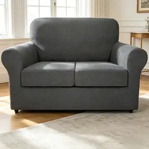 3-Piece Stretch Sofa Covers for 2 Cushion Loveseat Couch Covers, Living Room Furniture Protector, Thick Jacquard Fabric