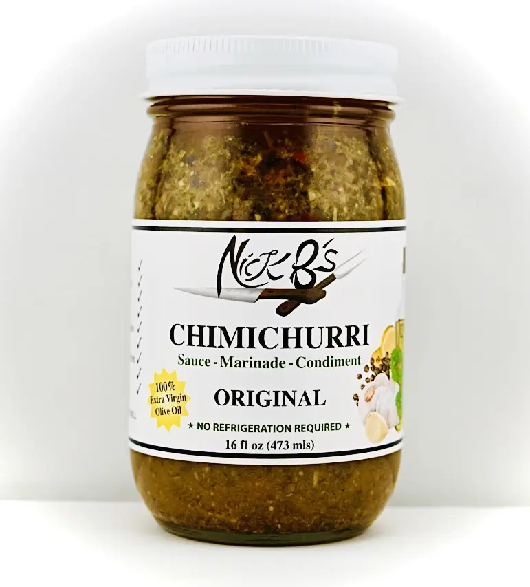 Nick B's Original Ambient Chimichurri Sauce - Marinade & Condiment Made with Extra Virgin Olive Oil, Fresh Parsley, Garlic, Red Vinegar, and Seasoning Blend