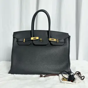 Pre-owned HERMÈS Birkin 35 Black Gold Togo Leather Stamp O|20988123 WWL