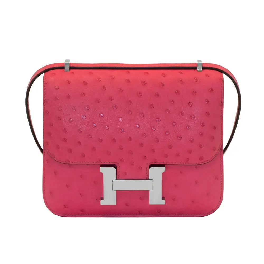 Pre-owned HERMÈS Exotic Leather Shoulder Bags Constance 18 Pink