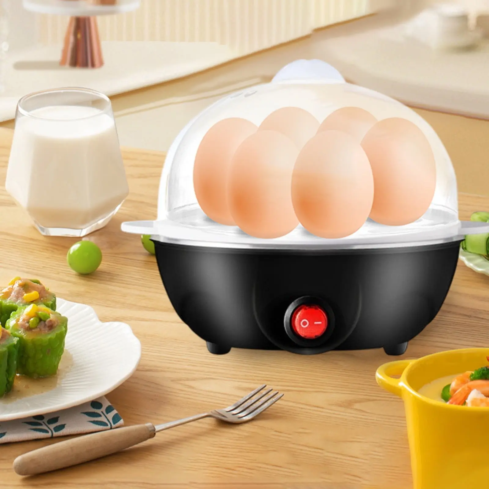 6-in-1 Electric Egg Cooker - Perfect for Hard Boiled, Poached & Scrambled Eggs - Auto Shut Off, BPA-Free, Multi-functional Steamer for Vegetables & Buns - Easy Clean, High Efficiency, One-click Operation Automatic Chicken Incubator