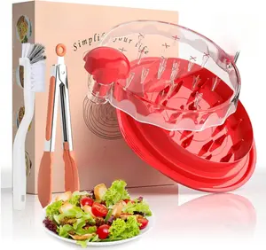 Chicken Shredder Tool Twist with Brush and Tongs, Visible Meat Shredder Machine, Updated Anti-Slip Strips Chicken Breast Shredder, Dishwasher Safe, Ergonomic Handle, BPA Free RED