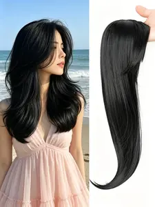 🔥Jet Black Hair Topper for Women, Clip-In with Bangs, Premium Kanekalon, Instant Volume, Natural Scalp, Perfect for Daily & Night Out