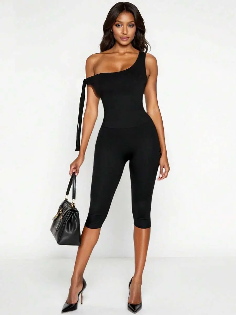 Black Cord Tank Top & Tight Jumpsuit