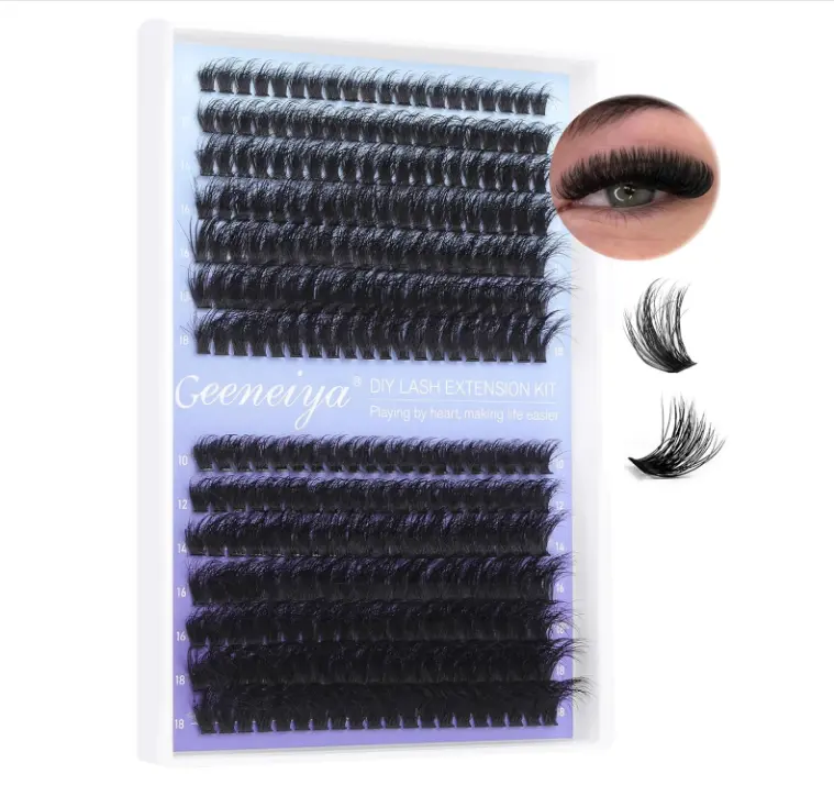 Geeneiya Eyelash Clusters Full Lash Extension Mink Thick Cluster Eyelash Extensions 10-18MM Cluster Lashes Individual Wispy Fake Eyelashes, Not Kit (60D+80D, 280Pcs)