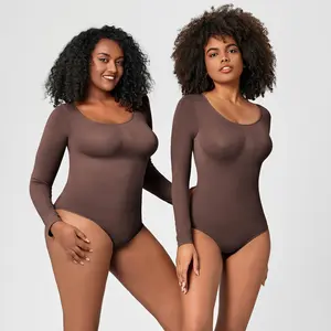 Women's One-piece Bottoming Shirt Long-sleeved Corset Body Shaper Seamless Jumpsuit Home Fitness Yoga Clothes.